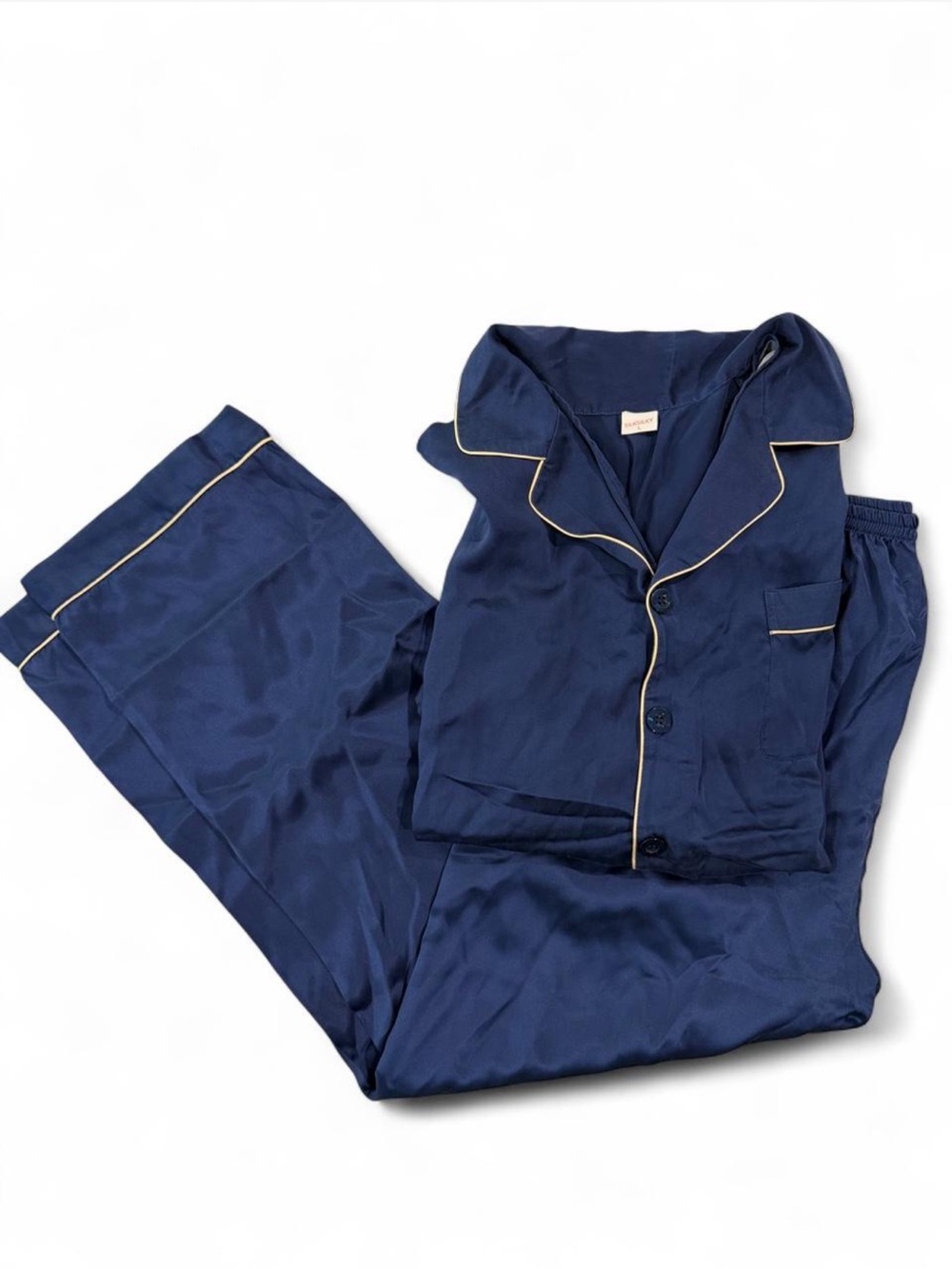 SilkSilky Women's 100% Mulberry Silk Short Sleeve Button Up Pajamas Set Mix L